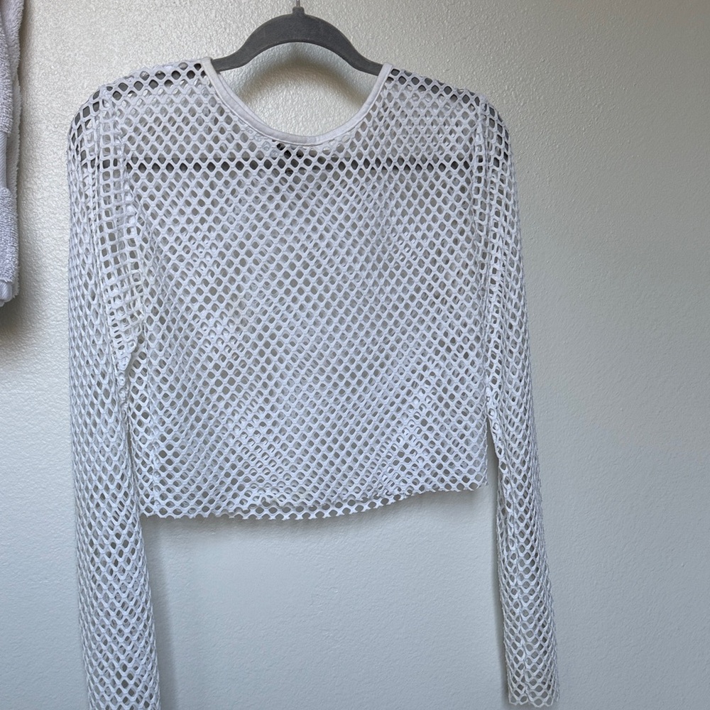 Forever 21 White Mesh Swim Coverup
